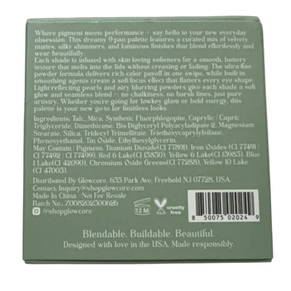 Glowcore Mystic Earth‎ Eyeshadow Palette – 9 Earthy Shades NIB